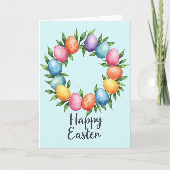 Festive Spring Eggs Greeting Card (Front)