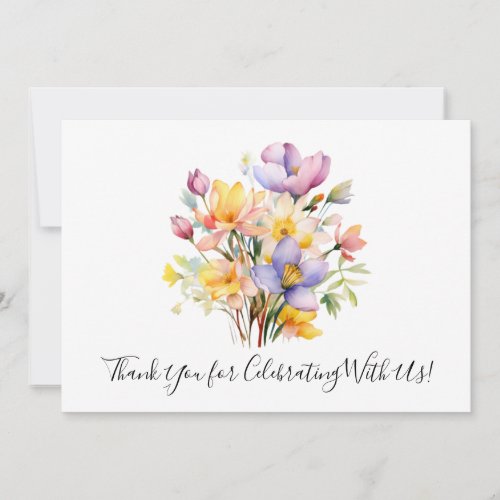 Festive Spring Floral Bouquet Celebration  Thank You Card