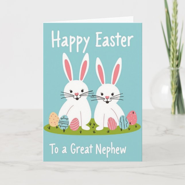 Festive Spring Rabbits Greeting Card (Front)