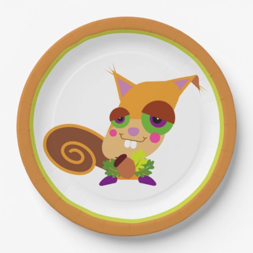 Festive Squirrel Halloween Cartoon Paper Plates