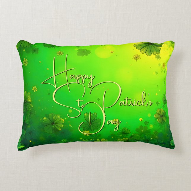 Festive St. Patrick’s Day Greetings Accent Pillow (Front)