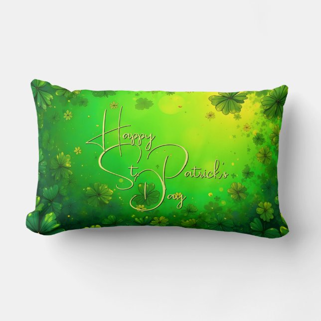 Festive St. Patrick’s Day Greetings Lumbar Pillow (Front)
