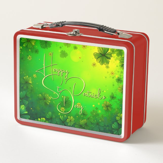 Festive St. Patrick’s Day Greetings Metal Lunch Box (Front)