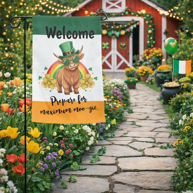 Festive St. Patrick’s Day Highland Cow  Garden Flag (Creator Uploaded)