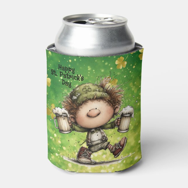 Festive St. Patrick’s Day Leprechaun  Can Cooler (Can Front)