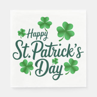 Festive St. Patrick's Day with Shamrock Border Napkins