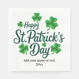 Festive St. Patrick's Day with Shamrock Border Napkins
