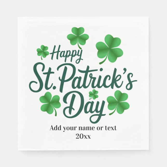 Festive St. Patrick's Day with Shamrock Border Napkins (Front)