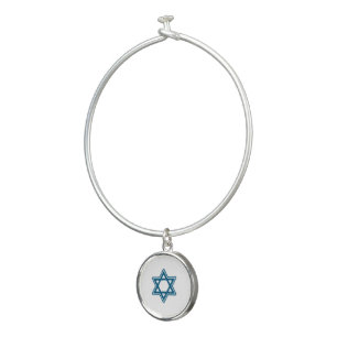 Festive Star Bangle Bracelet With Round Charm