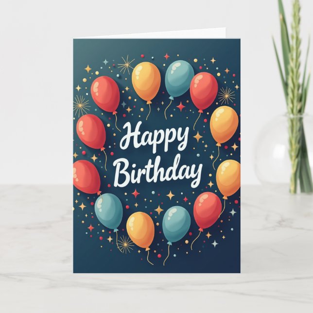 Festive Star Birthday Card (Front)