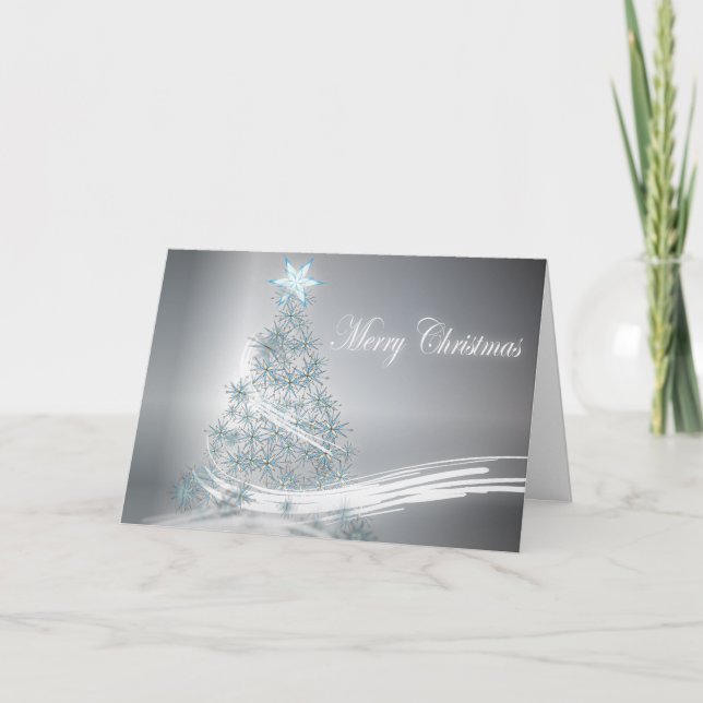 Festive Star Chic Christmas Evergreen Holiday Card (Front)