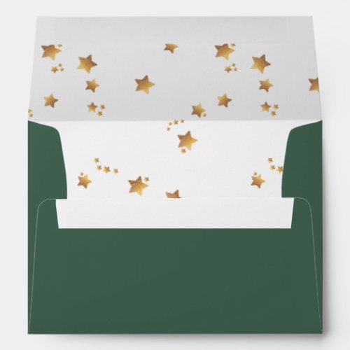 Festive Star Emerald Address Elegant Christmas Envelope