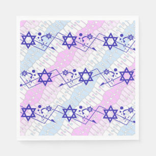 Festive Star of David Ribbon Paper Napkins