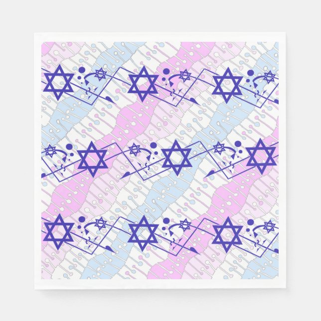 Festive Star of David Ribbon Paper Napkins (Front)