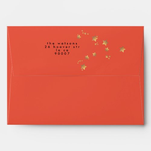 Festive Star Red Address Elegant Christmas Holiday Envelope