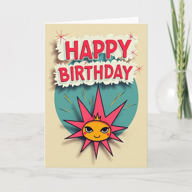 Festive Starburst Birthday Card (Front)