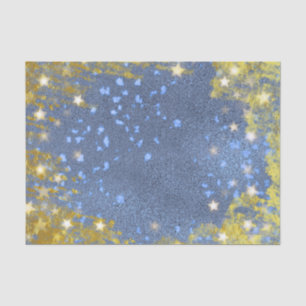 Festive Starry Glittery Blue And Gold Modern Glam Tissue Paper