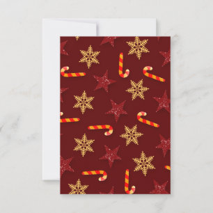Festive Stars and Candy Canes Red Invitation