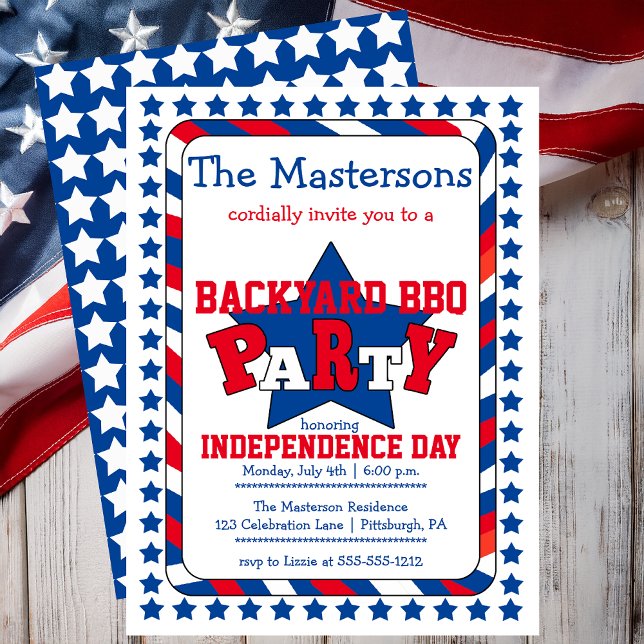 Festive Stars and Stripes Patriotic July 4th BBQ I Invitation (Festive Stars and Stripes Patriotic July 4th BBQ Invitation - Print | Digital Download)