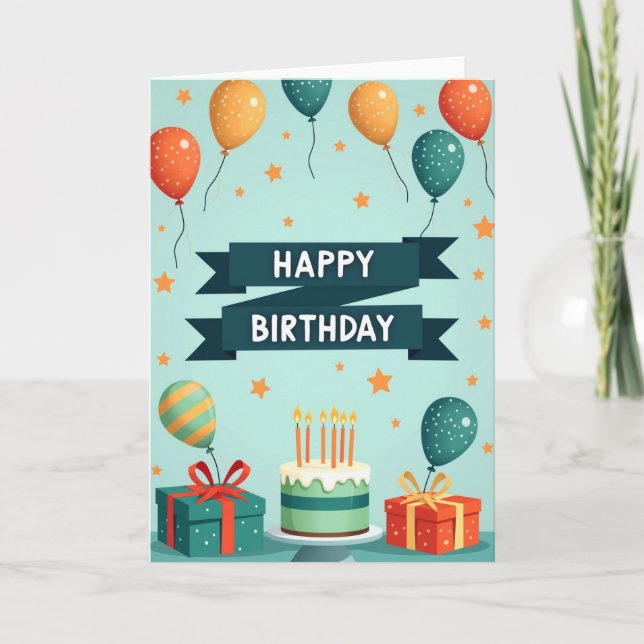 Festive Stars Birthday Card (Front)