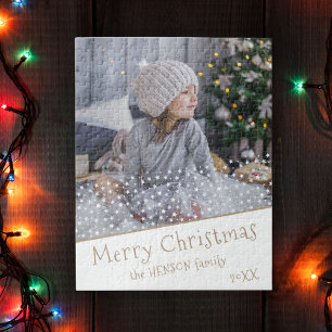 Festive Stars Christmas Family Keepsake Photo Jigsaw Puzzle