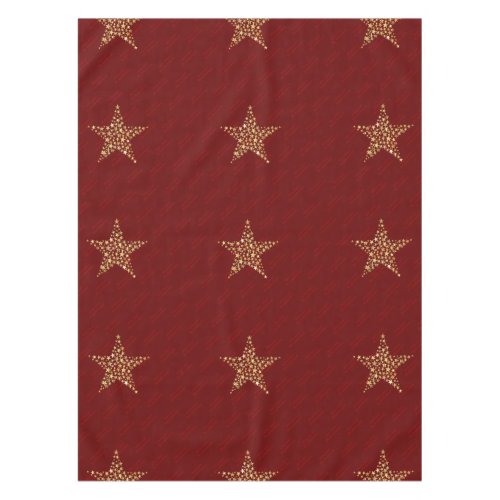 FESTIVE STARS Christmas Holiday Blessings RED Tablecloth