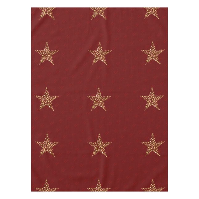 FESTIVE STARS Christmas Holiday Blessings RED Tablecloth (Front)