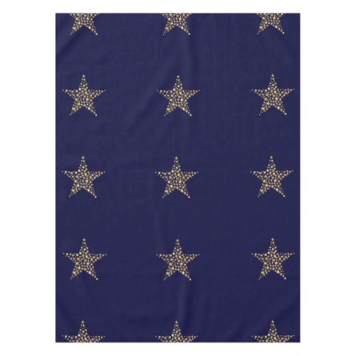 FESTIVE STARS Holiday Blessings BLUE Tablecloth