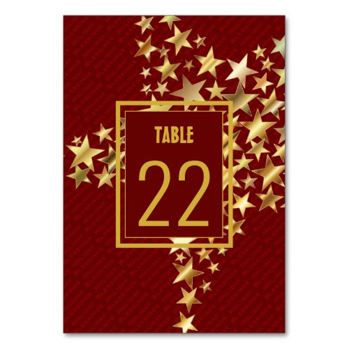 FESTIVE STARS Holiday Blessings Customizable Red Table Number