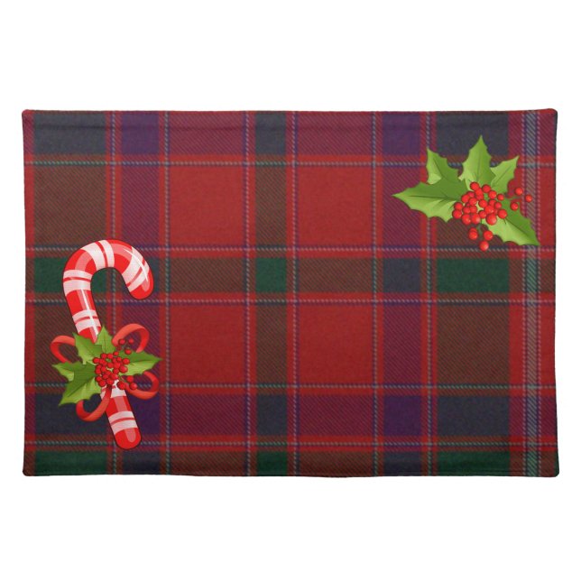 Festive Stewart Plaid Christmas Place Mat (Front)