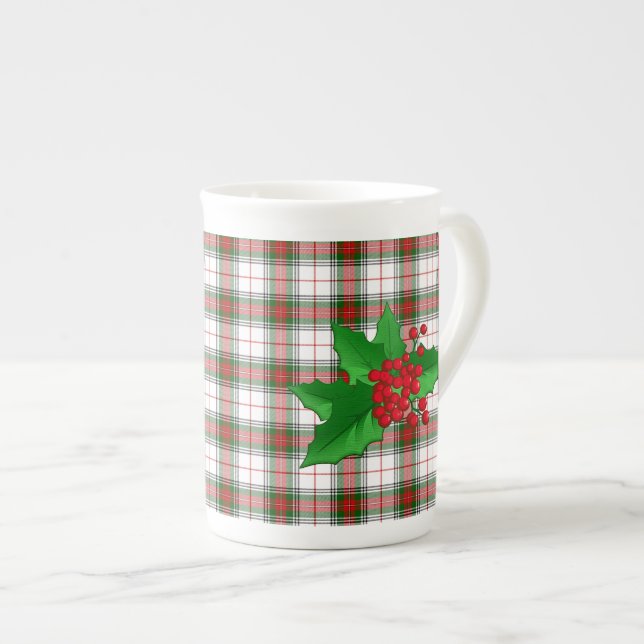 Festive Stewart Tartan Plaid China Mug (Front Right)