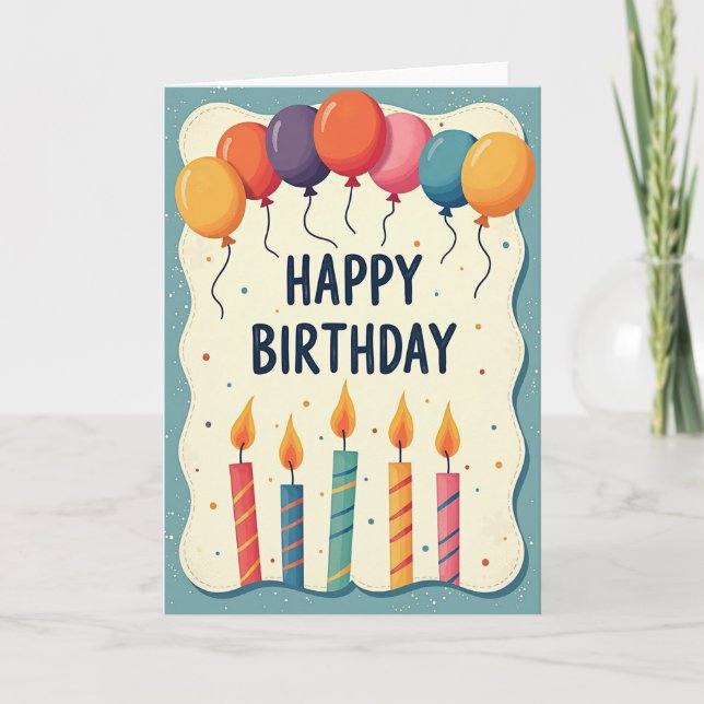 Festive Stitched Birthday Card (Front)