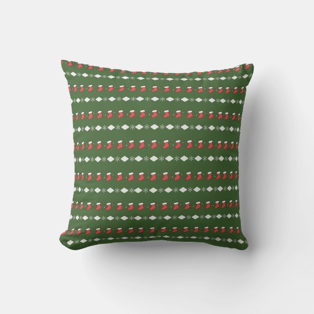 Festive Stocking Pattern Pillow (Front)