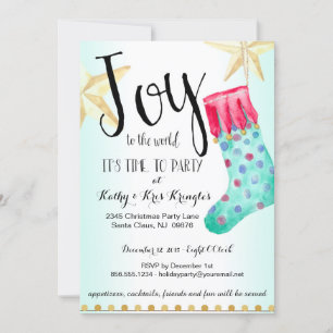 Festive Stocking & Stars Holiday Party Invitation