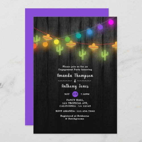 Festive String Lights Fiesta Engagement Party Invitation