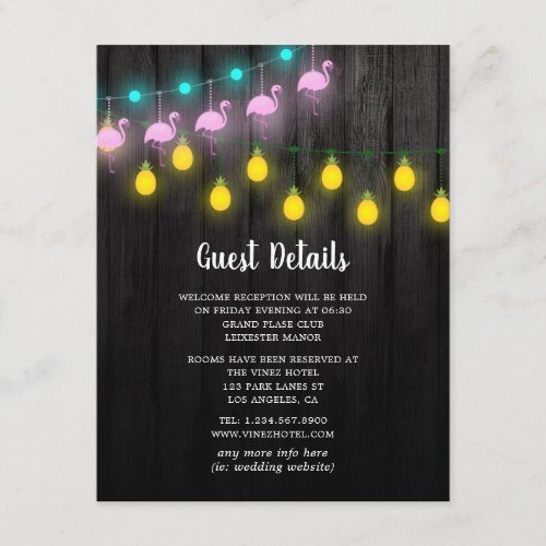 Festive String Lights Fiesta Wedding Guest Details Enclosure Card