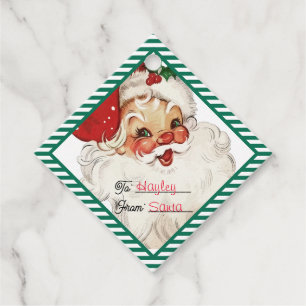 Festive Stripe Green From Santa Gift Favor Tags