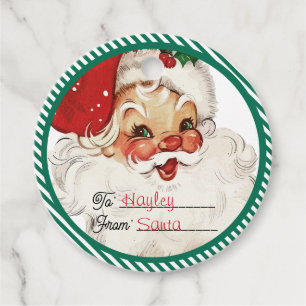 Festive Stripe Green From Santa Gift Favor Tags