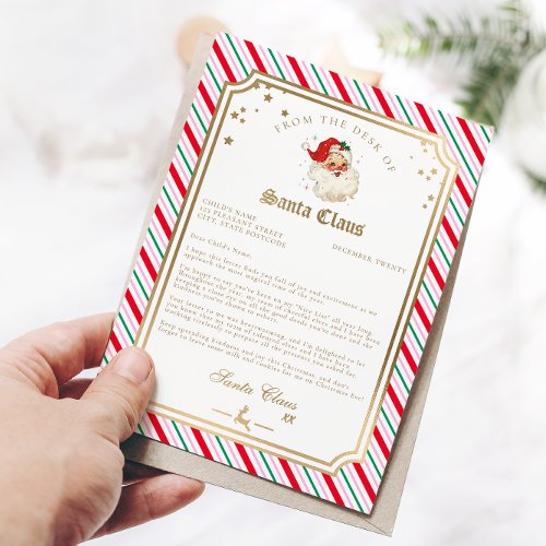 Festive Stripe Letter From Santa Foil Card
