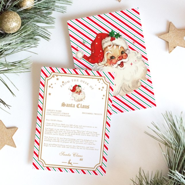 Festive Stripe Letter From Santa Invitation (Letter From Santa Christmas)