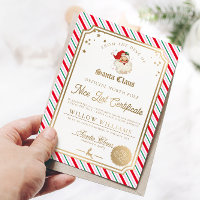 Festive Stripe Nice List Certificate Foil Card