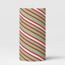 "Festive Stripe" Pillar Candle