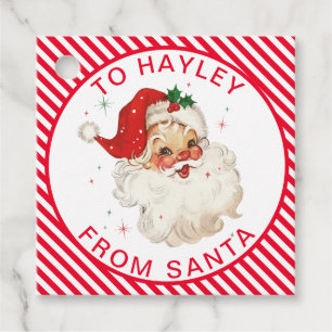 Festive Stripe Red From Santa Gift Favor Tags