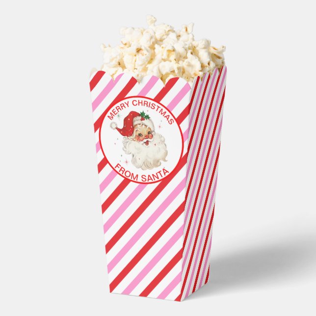 Festive Stripe Red Pink From Santa Gift Favor Boxes (Popped)