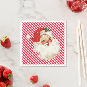 Festive Stripe Red Retro Santa Napkins