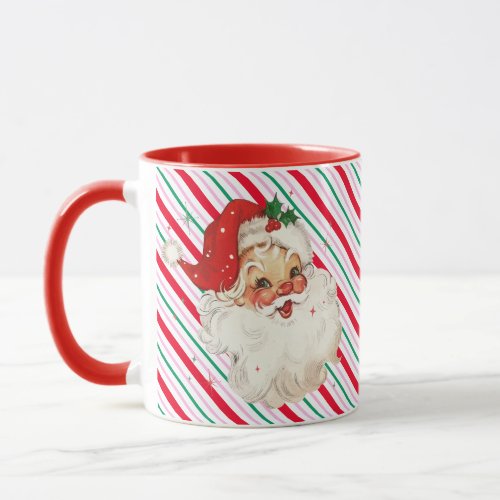 Festive Stripe Retro Santa Mug