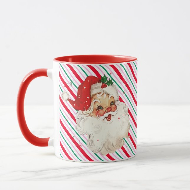 Festive Stripe Retro Santa Mug (Left)