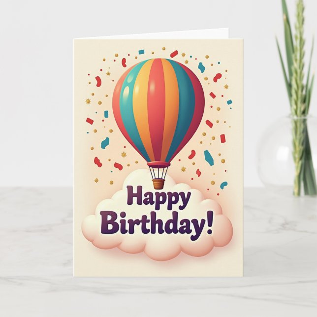Festive Striped Balloon Card (Front)