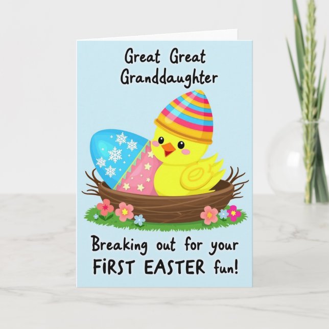 Festive Striped Hat Bird Card (Front)