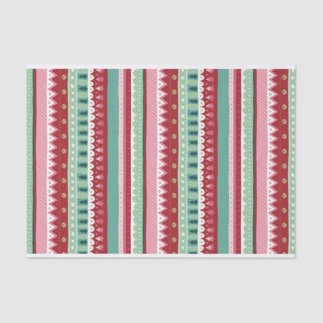 Festive Stripes Elf Christmas Tissue Paper (Front)